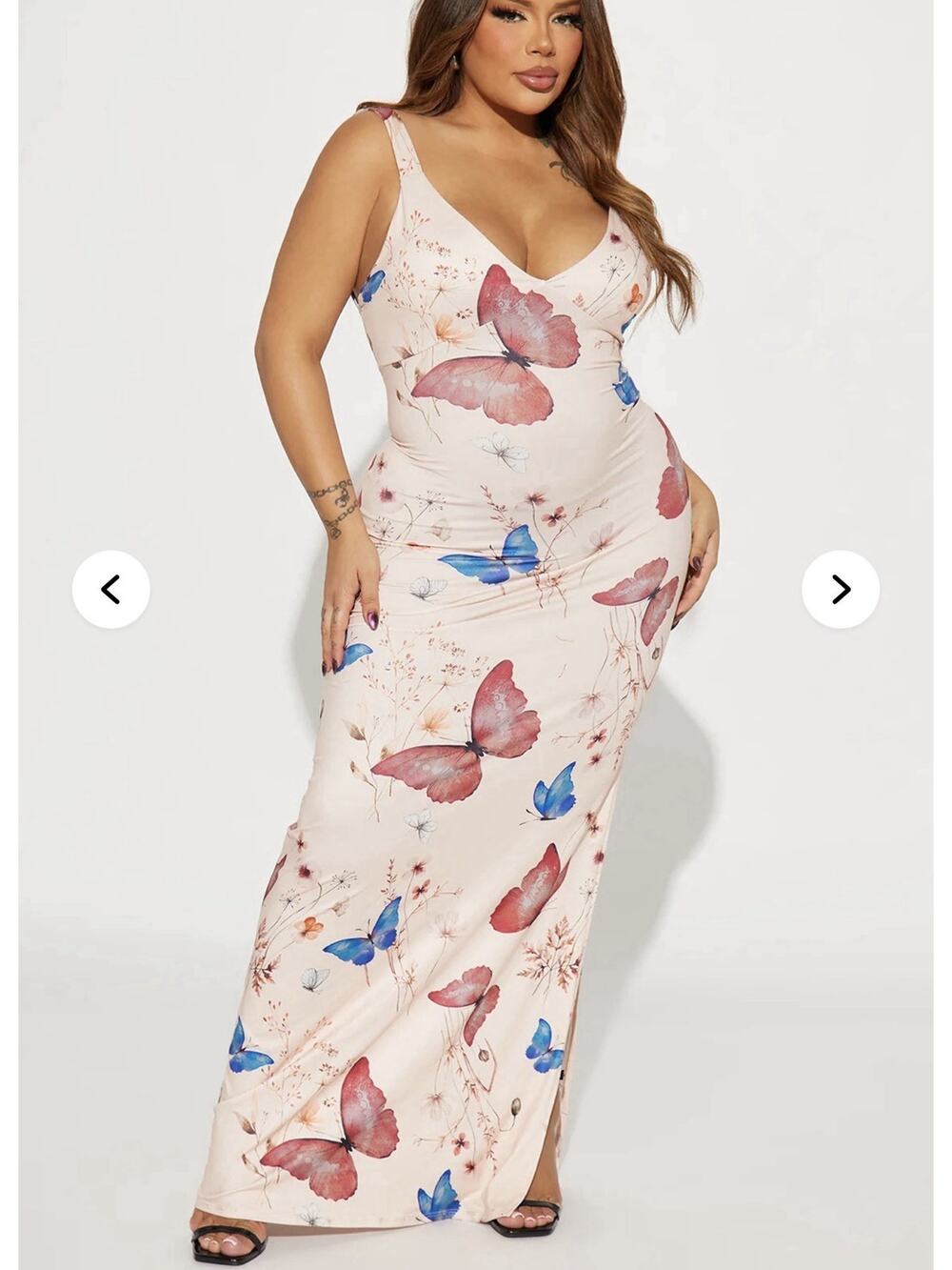 NWT Fashion Nova Babydoll Maxi Dress Desi Butterfly Wild Flower Fairy Size XL